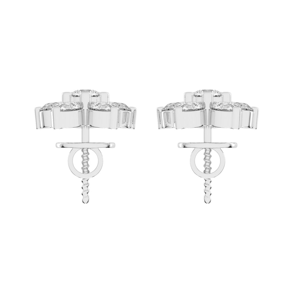 Petal Sparkle Diamond Flower Stud Earrings