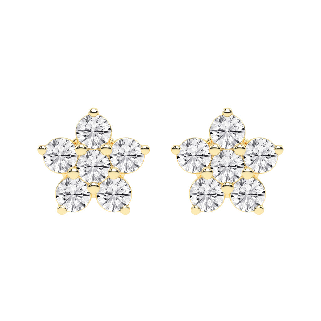 Petal Sparkle Diamond Flower Stud Earrings