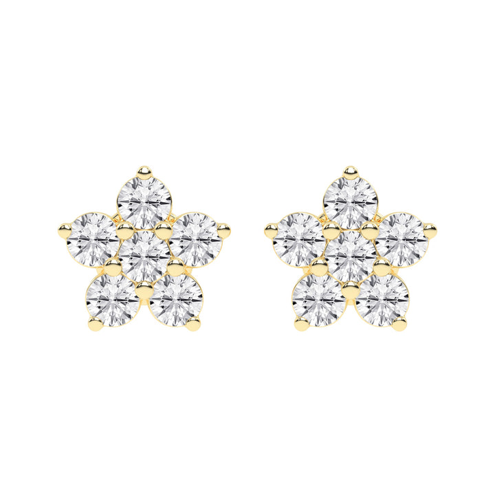 Petal Sparkle Diamond Flower Stud Earrings