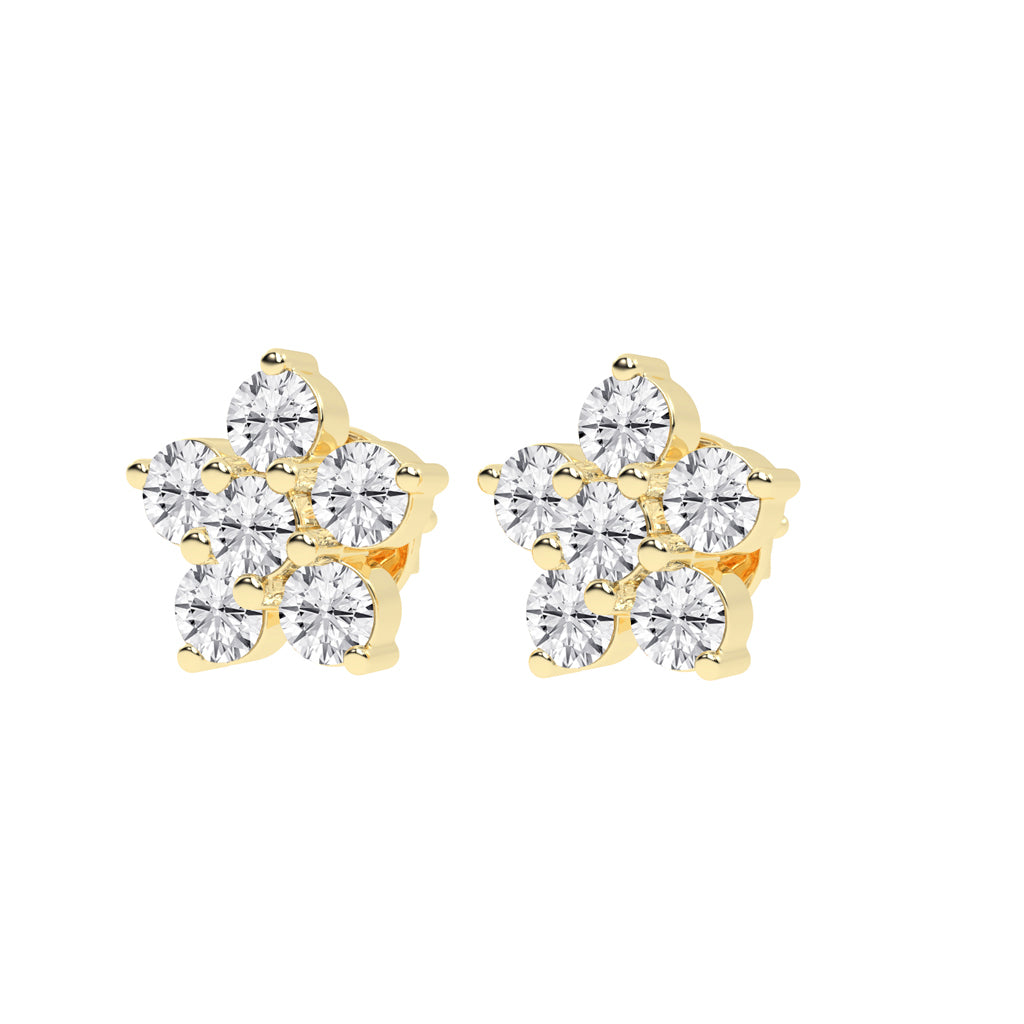 Petal Sparkle Diamond Flower Stud Earrings
