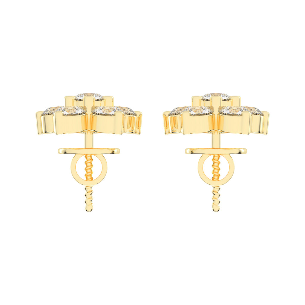 Petal Sparkle Diamond Flower Stud Earrings