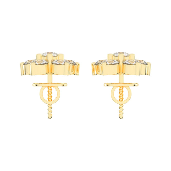 Petal Sparkle Diamond Flower Stud Earrings