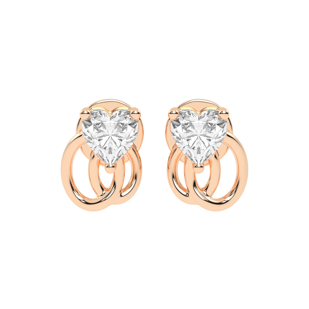 Linked Hearts Diamond Stud Earrings