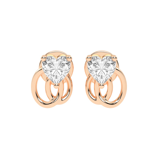 Linked Hearts Diamond Stud Earrings