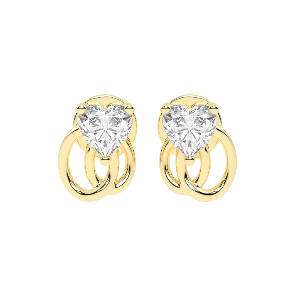 Linked Hearts Diamond Stud Earrings