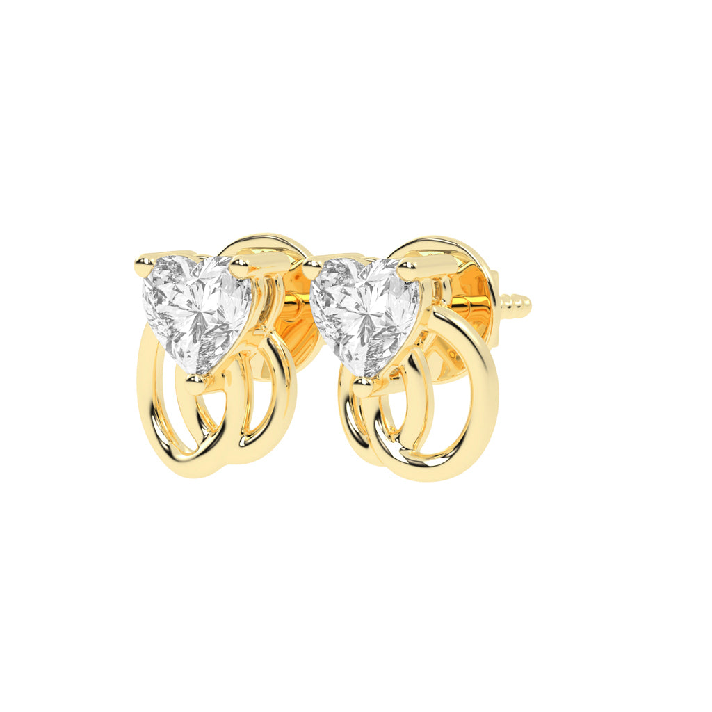 Linked Hearts Diamond Stud Earrings