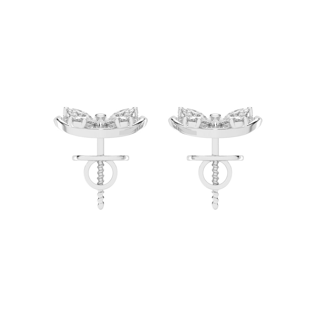 Butterfly Heart Diamond Stud Earrings