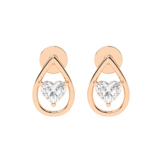 Heart in Teardrop Diamond Stud Earrings