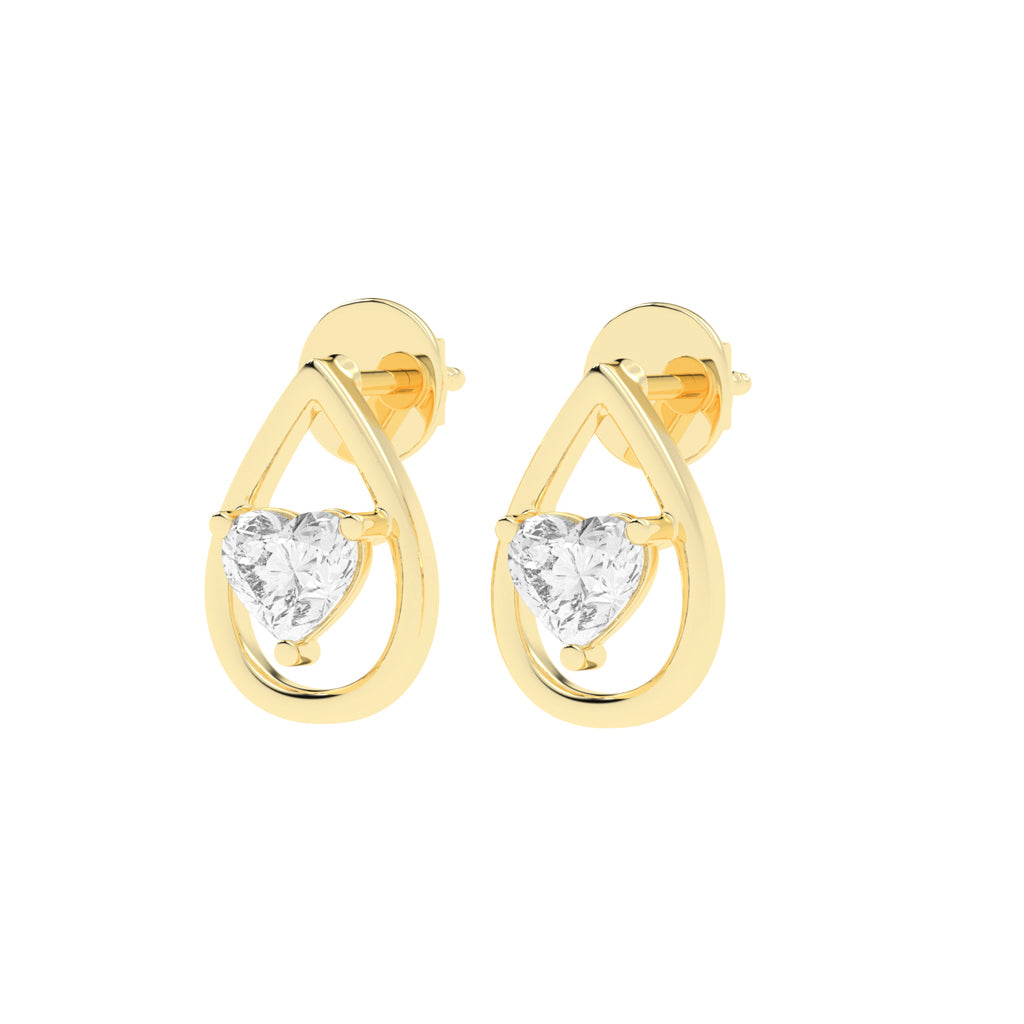 Heart in Teardrop Diamond Stud Earrings