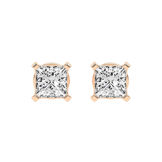 Radiant Square Princess Cut Diamond Stud Earrings