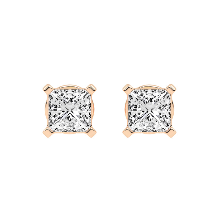 Radiant Square Princess Cut Diamond Stud Earrings