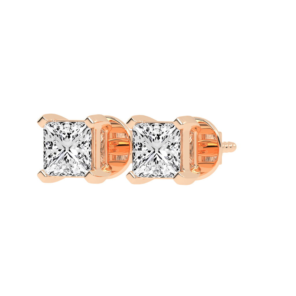 Radiant Square Princess Cut Diamond Stud Earrings