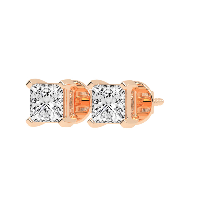 Radiant Square Princess Cut Diamond Stud Earrings