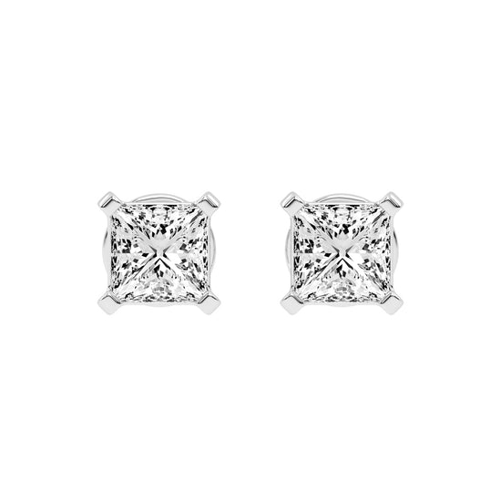 Radiant Square Princess Cut Diamond Stud Earrings