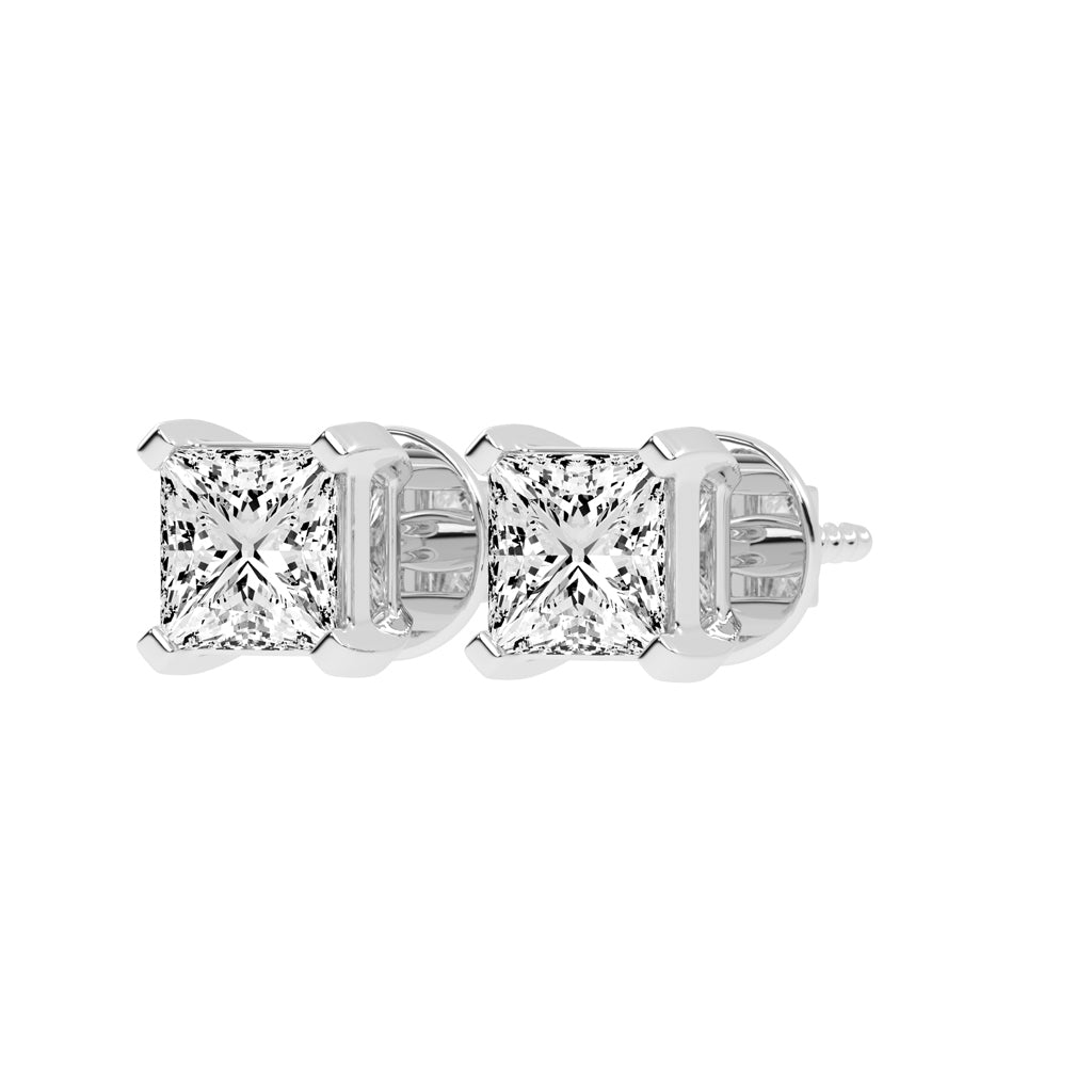 Radiant Square Princess Cut Diamond Stud Earrings