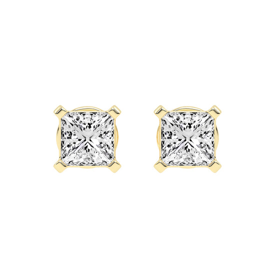 Radiant Square Princess Cut Diamond Stud Earrings