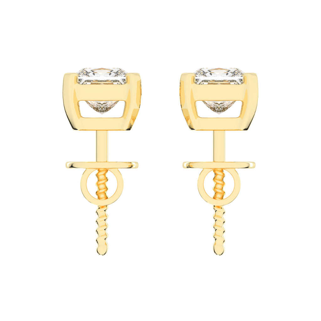 Radiant Square Princess Cut Diamond Stud Earrings