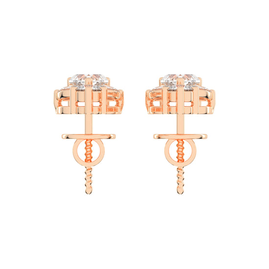 Heart Blossom Diamond Drop Stud Earrings