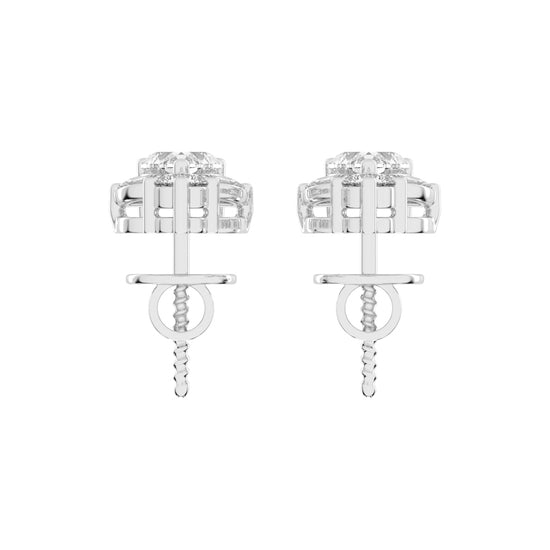 Heart Blossom Diamond Drop Stud Earrings