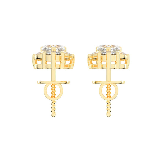 Heart Blossom Diamond Drop Stud Earrings