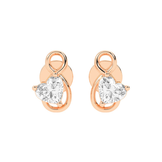 Infinity Heart Diamond Stud Earrings