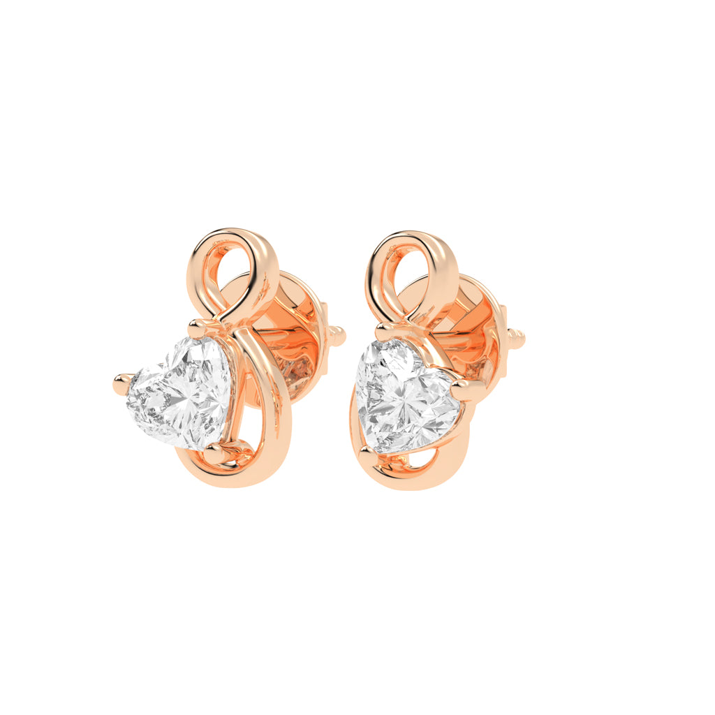 Infinity Heart Diamond Stud Earrings