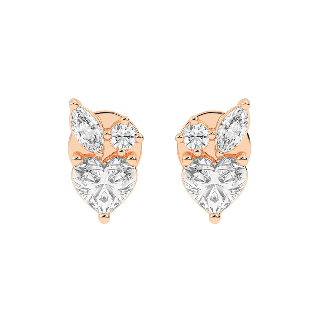 Heartfelt Wings Diamond Cluster Stud Earrings