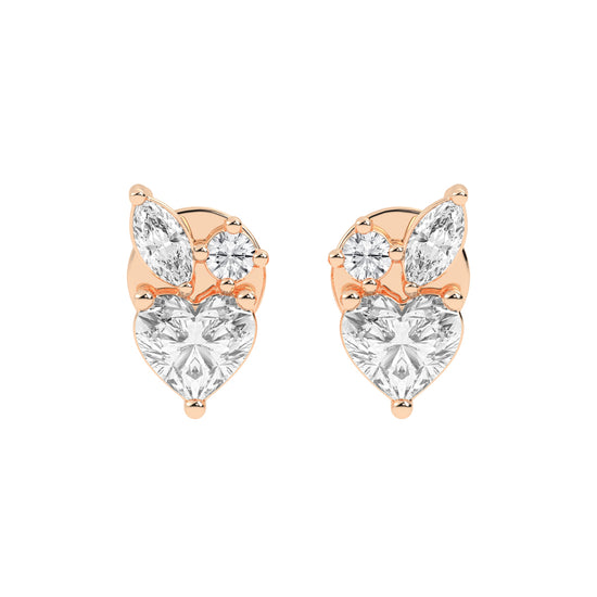 Heartfelt Wings Diamond Cluster Stud Earrings