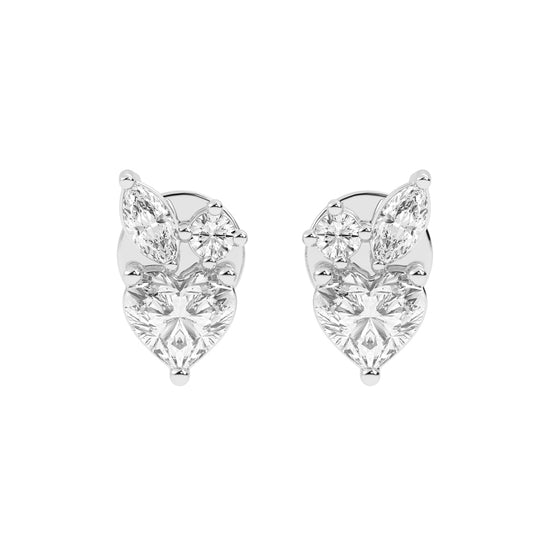 Heartfelt Wings Diamond Cluster Stud Earrings