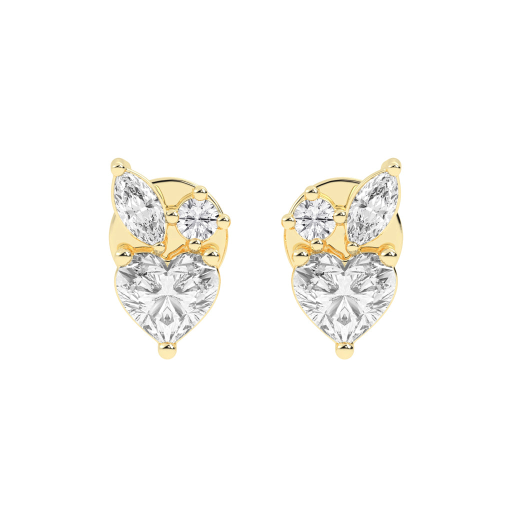 Heartfelt Wings Diamond Cluster Stud Earrings