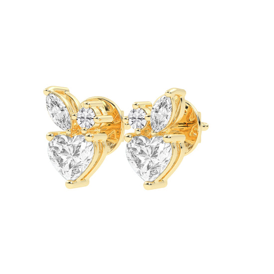 Heartfelt Wings Diamond Cluster Stud Earrings