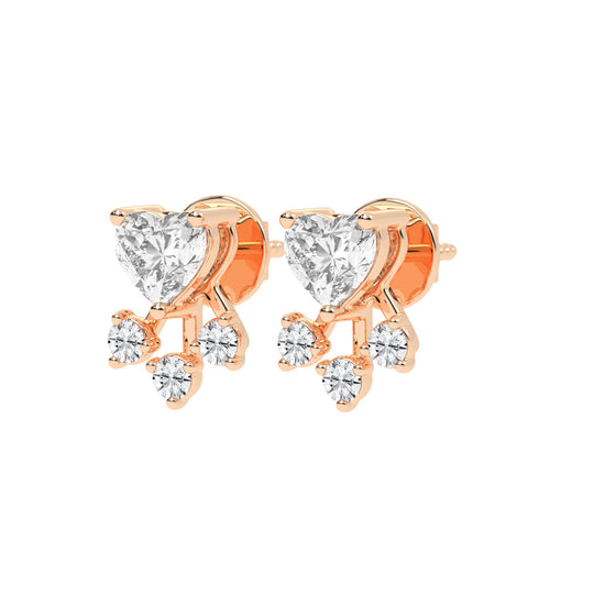 Love's Radiance Heart and Trinity Diamond Studs