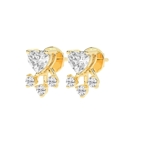 Love's Radiance Heart and Trinity Diamond Studs