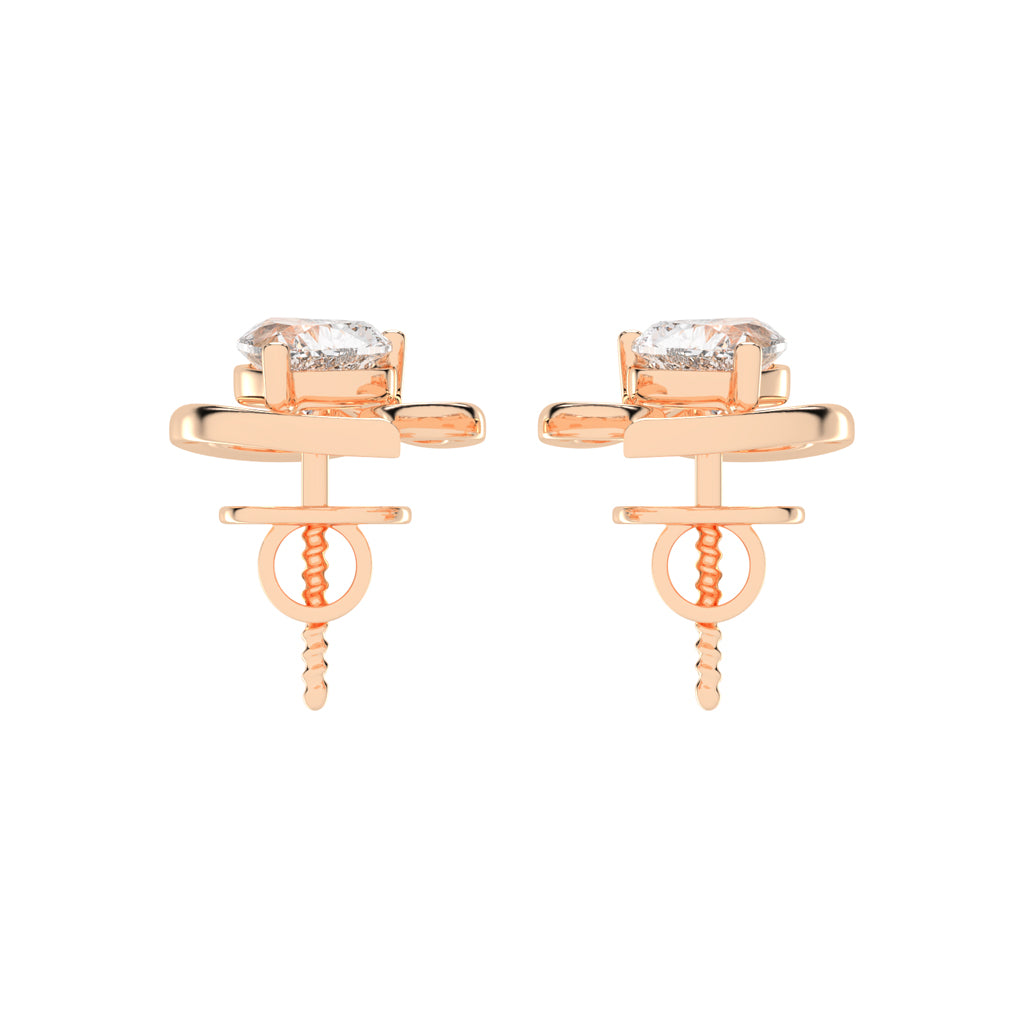 Embracing Heart Diamond Stud Earrings