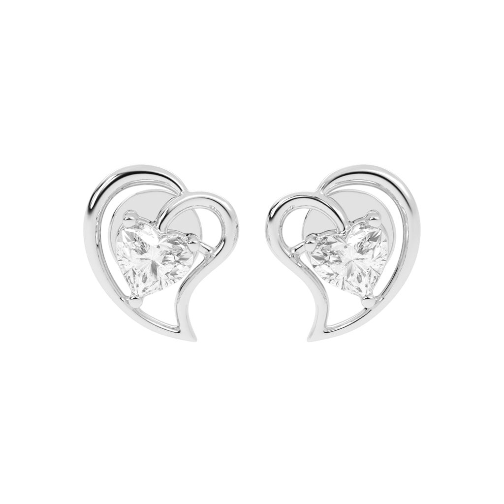 Embracing Heart Diamond Stud Earrings