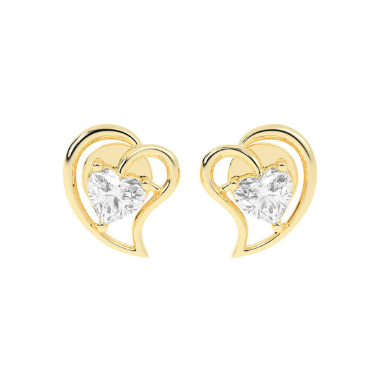 Embracing Heart Diamond Stud Earrings