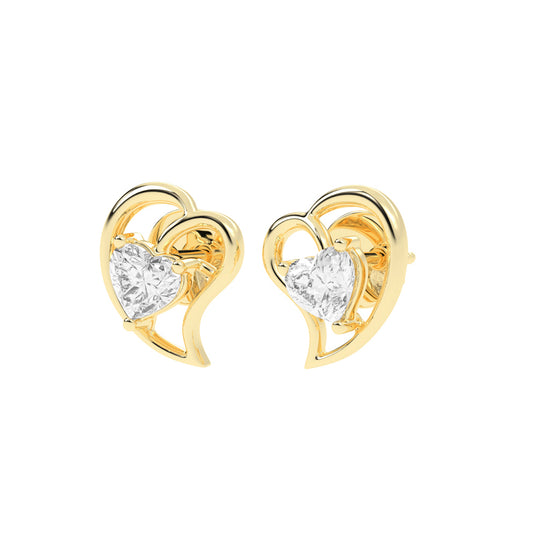 Embracing Heart Diamond Stud Earrings