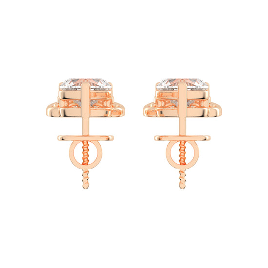 Heart's Scroll Diamond Stud Earrings