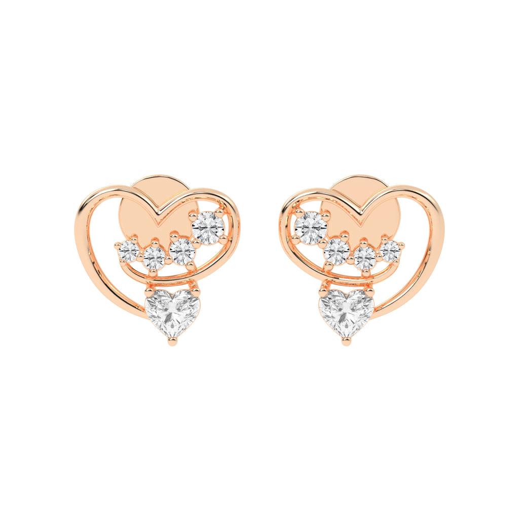 "Love's Canopy" Heart and Diamond Drop Studs