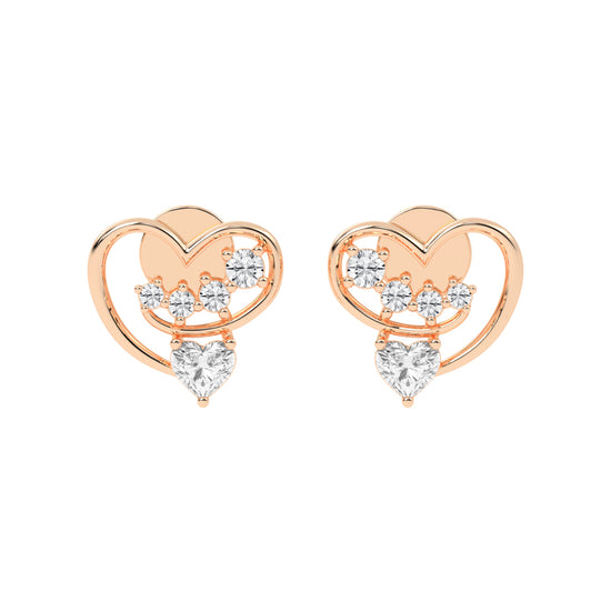 "Love's Canopy" Heart and Diamond Drop Studs