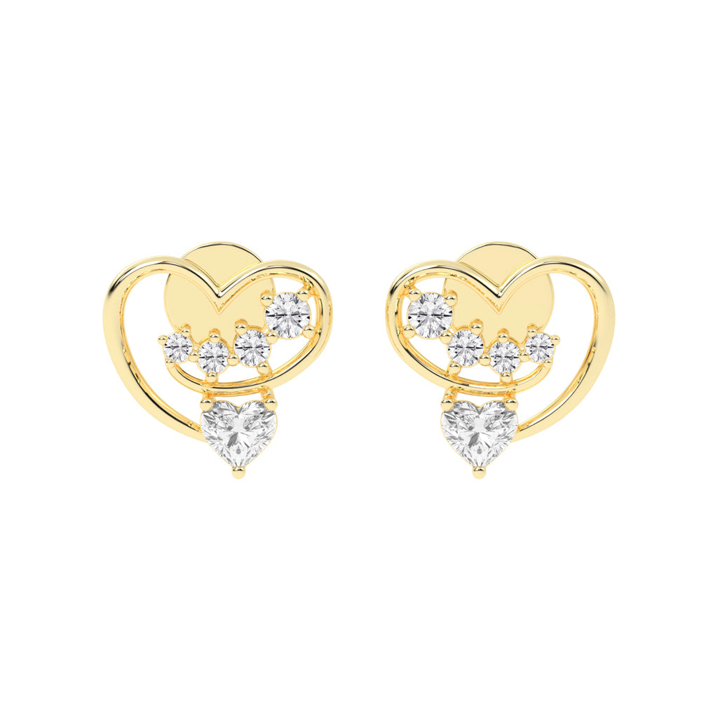 "Love's Canopy" Heart and Diamond Drop Studs