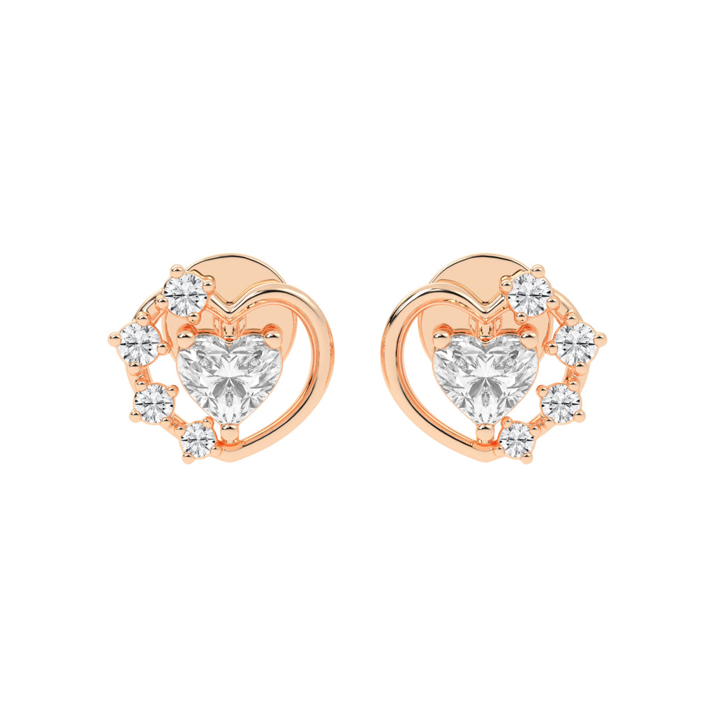 Sparkling Heart Aura Diamond Cluster Earrings