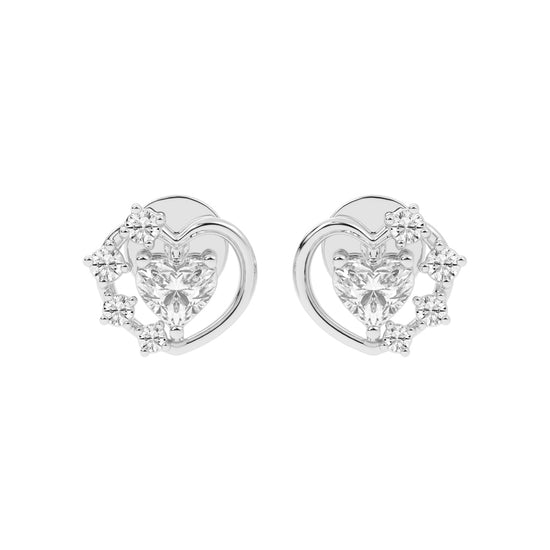 Sparkling Heart Aura Diamond Cluster Earrings