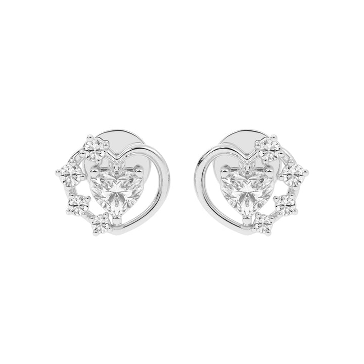 Sparkling Heart Aura Diamond Cluster Earrings