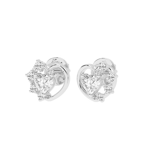 Sparkling Heart Aura Diamond Cluster Earrings