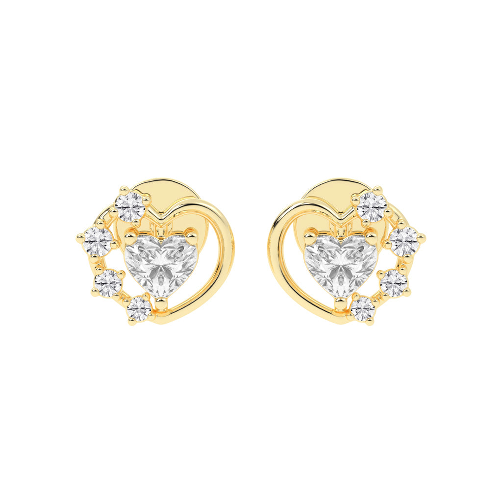 Sparkling Heart Aura Diamond Cluster Earrings