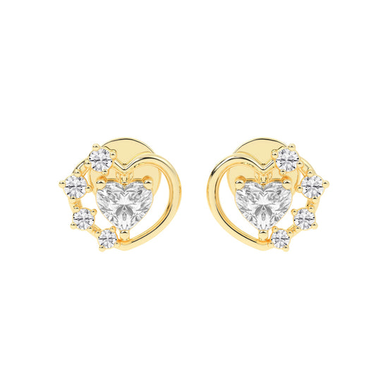 Sparkling Heart Aura Diamond Cluster Earrings