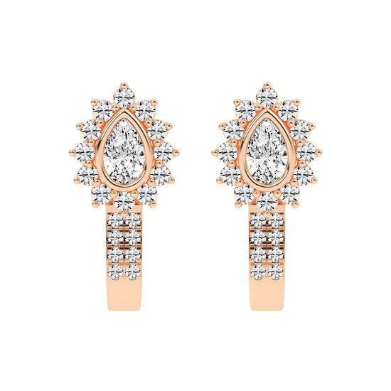 Sunburst Tear Pavé Bar Earrings