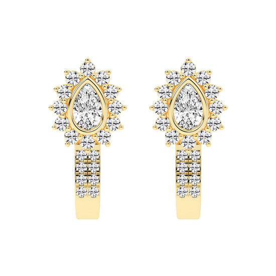 Sunburst Tear Pavé Bar Earrings