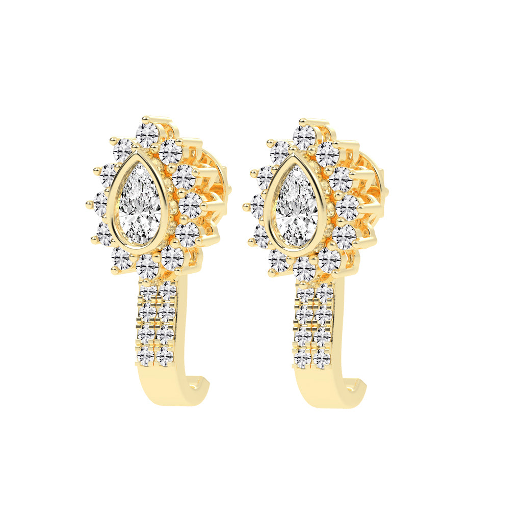 Sunburst Tear Pavé Bar Earrings